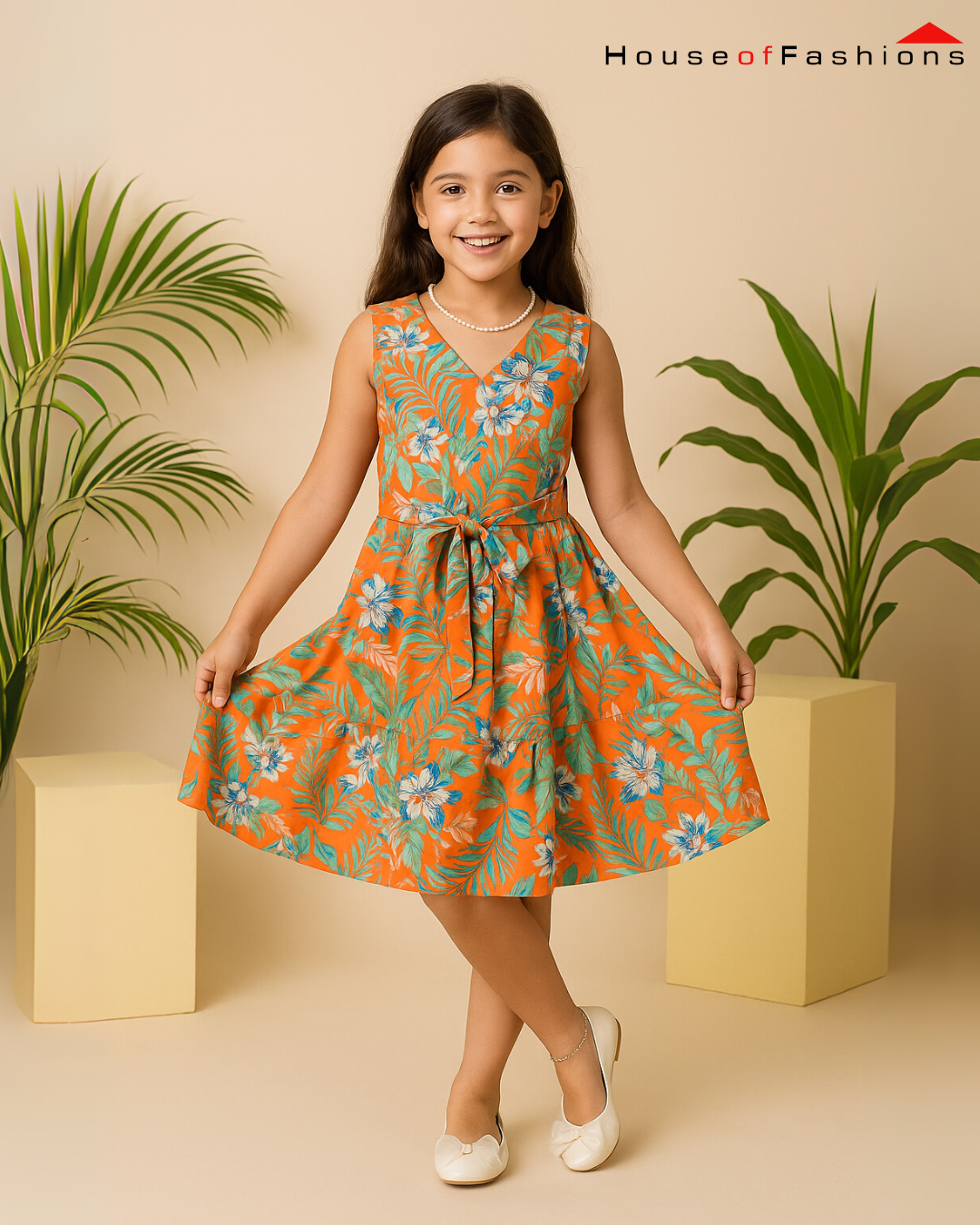 Tropical Paradise Orange Dress