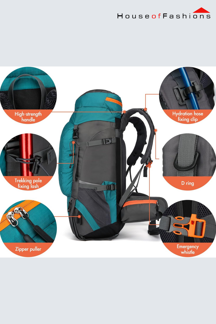 65L Waterproof Hiking Backpack with Rain Cover – Outdoor Travel & Camping Backpack