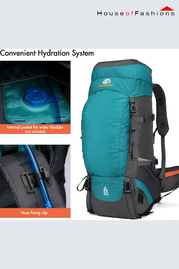 65L Waterproof Hiking Backpack with Rain Cover – Outdoor Travel & Camping Backpack