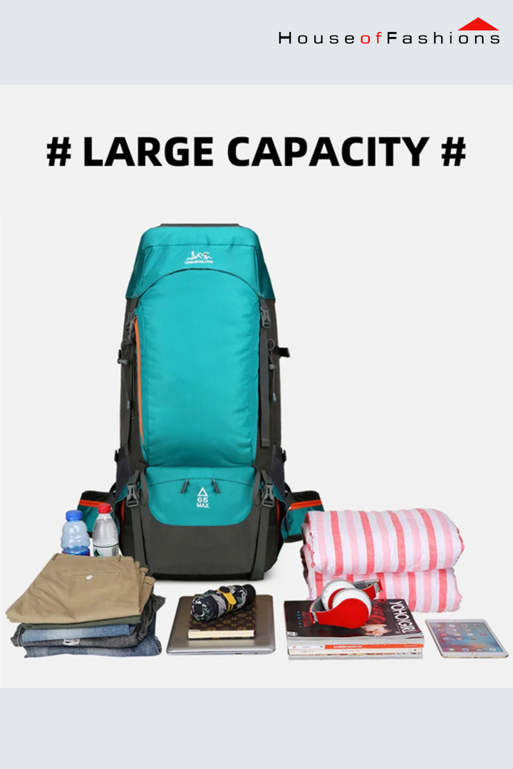 65L Waterproof Hiking Backpack with Rain Cover – Outdoor Travel & Camping Backpack