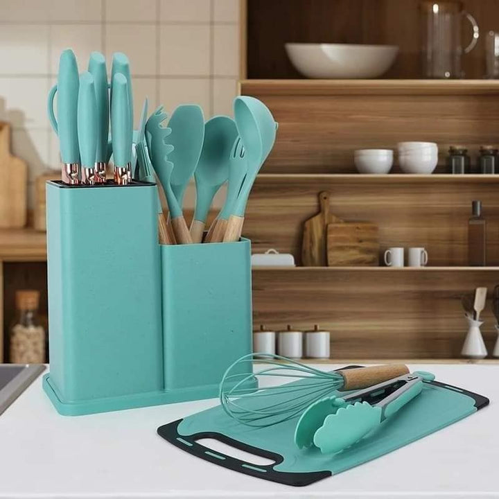19pcs silicone kitchen utensil and Kitchen Knife Set house of fashions 1