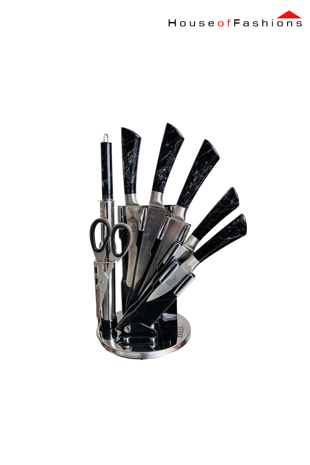 Knife Set, 8 Pcs black Kitchen Knife Set, Non Stick Coating Stainless Steel Knife Set with Block, Thick and Sharp Anti-Rust Chef Knife Block Set, Knife Set for Kitchen with Sharpener and Acrylic Block