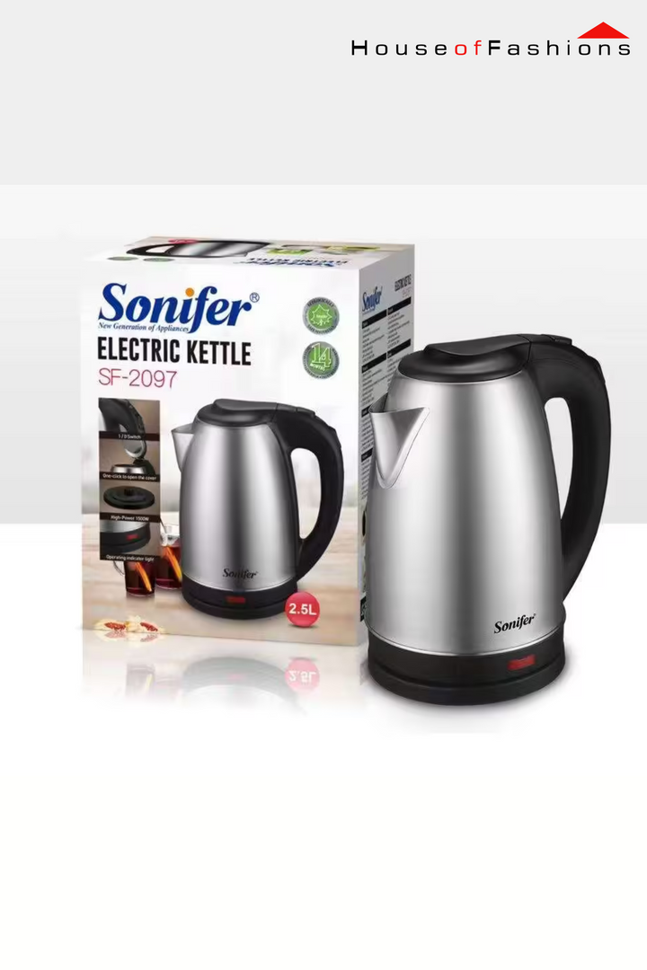 Sonifer SF-2097 Electric Kettle – 2.5L Stainless Steel, 1500W