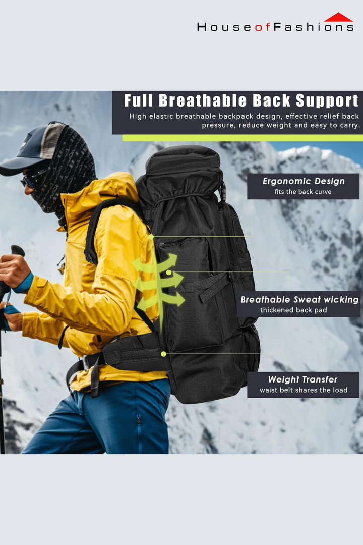 80L Hiking Backpack for Men & Women – Waterproof Outdoor Travel & Trekking Backpack