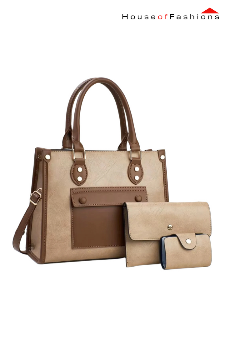 Retro Woman Handbags High Quality Leather Woman Bag 3pcs Set Large Capacity Woman Handbag with Wallet