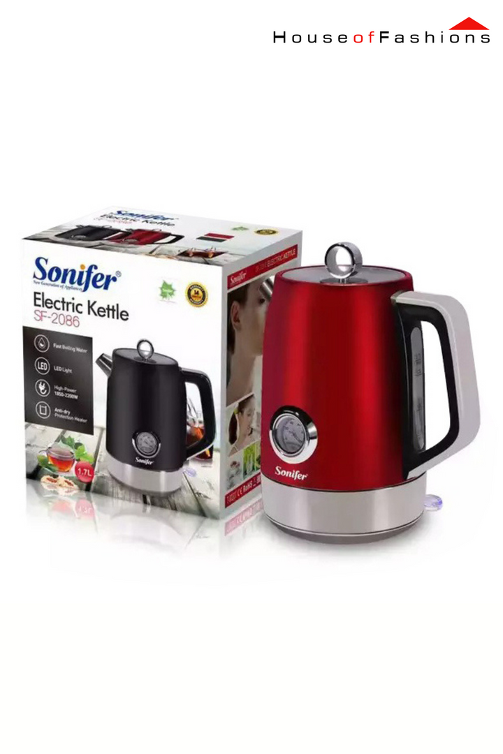 Sonifer SF-2086 Electric Kettle – 1.7L Stainless Steel, 2200W