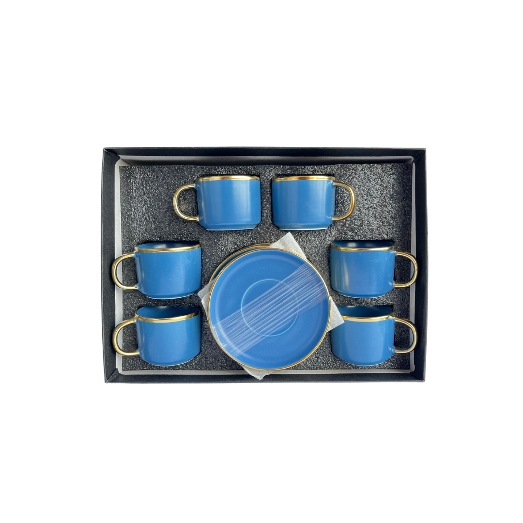 Turkish Coffee Cup Porcelain Cup and Sauce -Blue Color