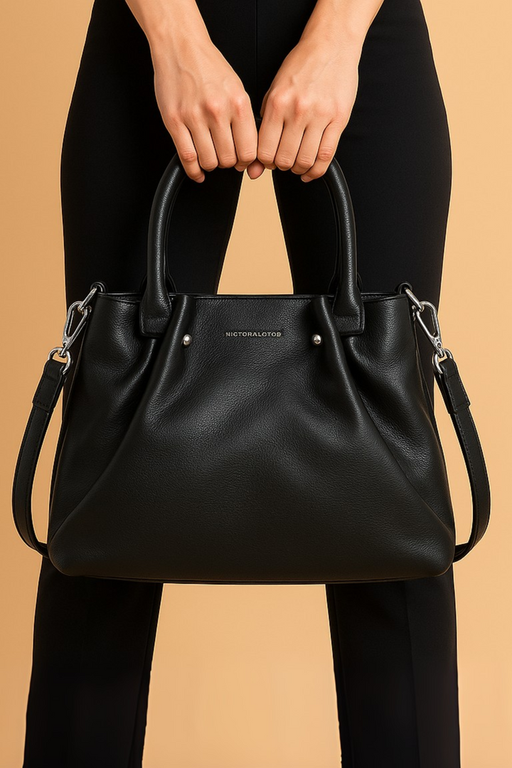 Black Victorian Seven Ruched  Handbag