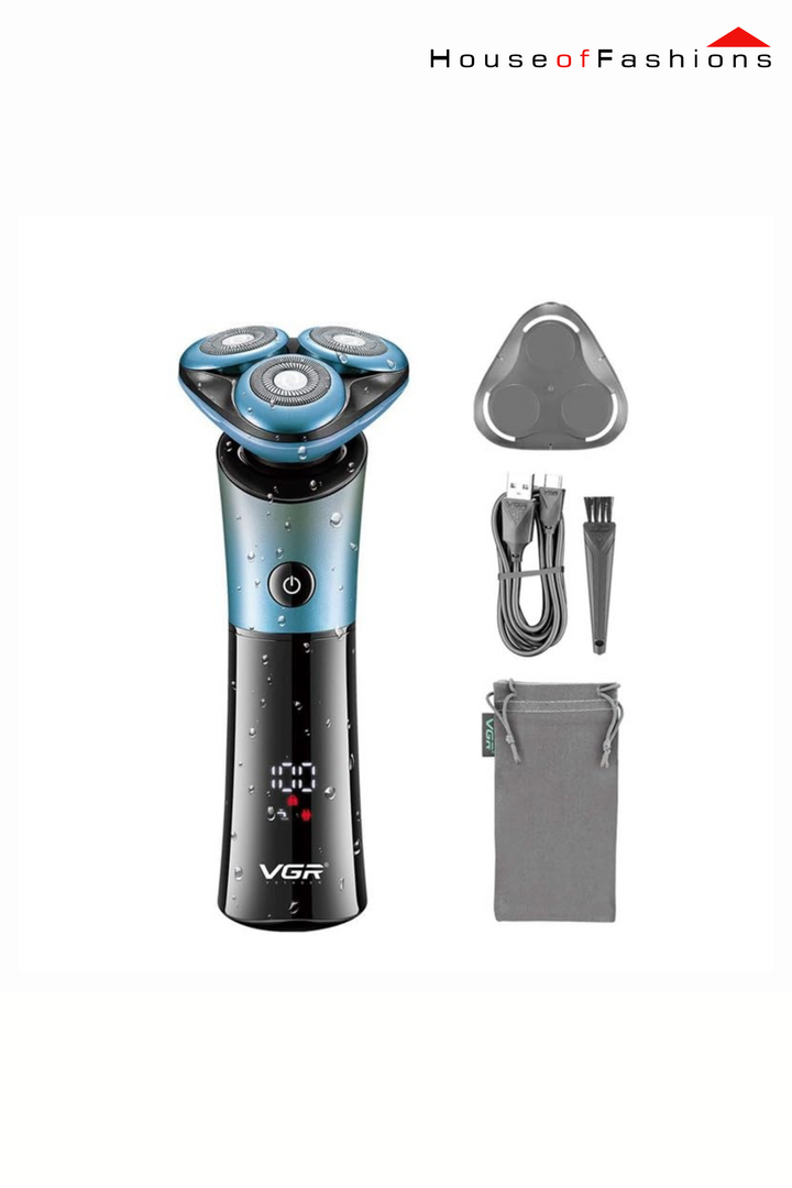 VGR V-326 Premium Electric Shaver – Digital Display | 3D Rotary Head | Waterproof | Fast USB Charging