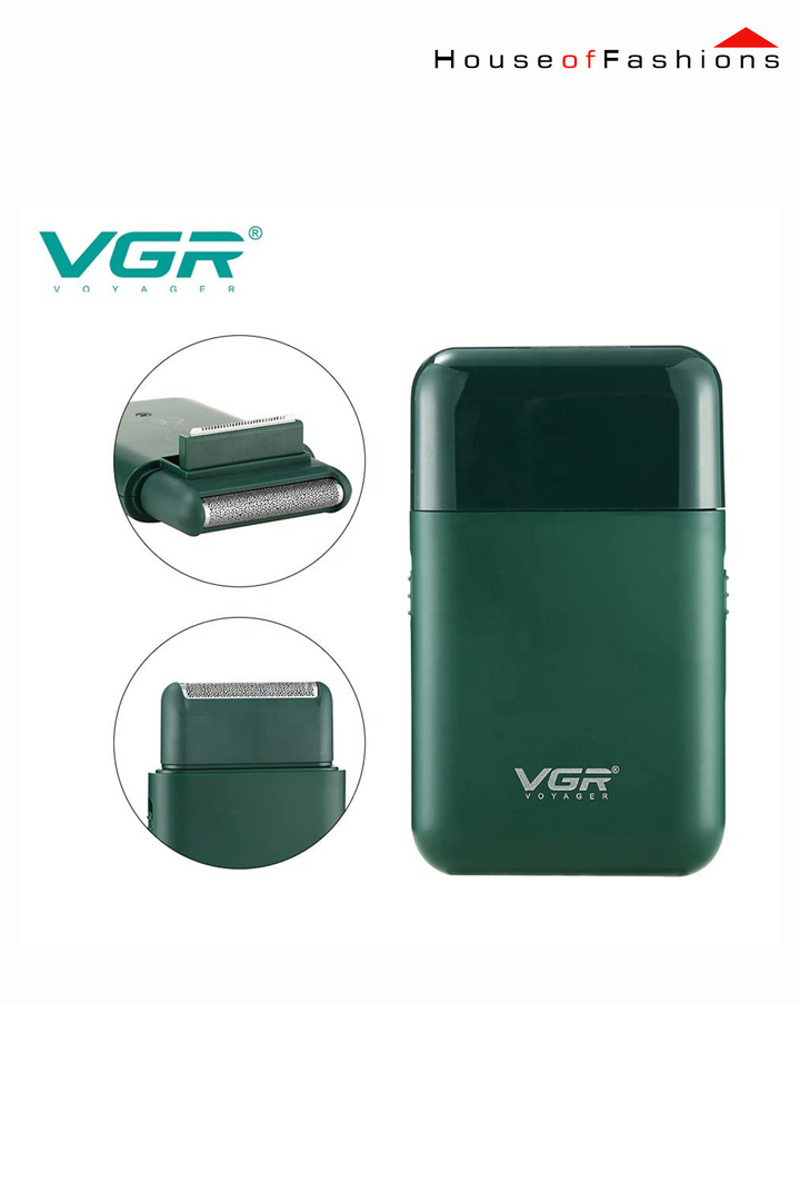 VGR V-390 Professional Electric Ultra Thin Shaver Rechargeable Razor for Face Care Beard Trimmer Reciprocating Blade with USB Travel Shaver, Men's Electric Razor, Electric Shaver - Green
