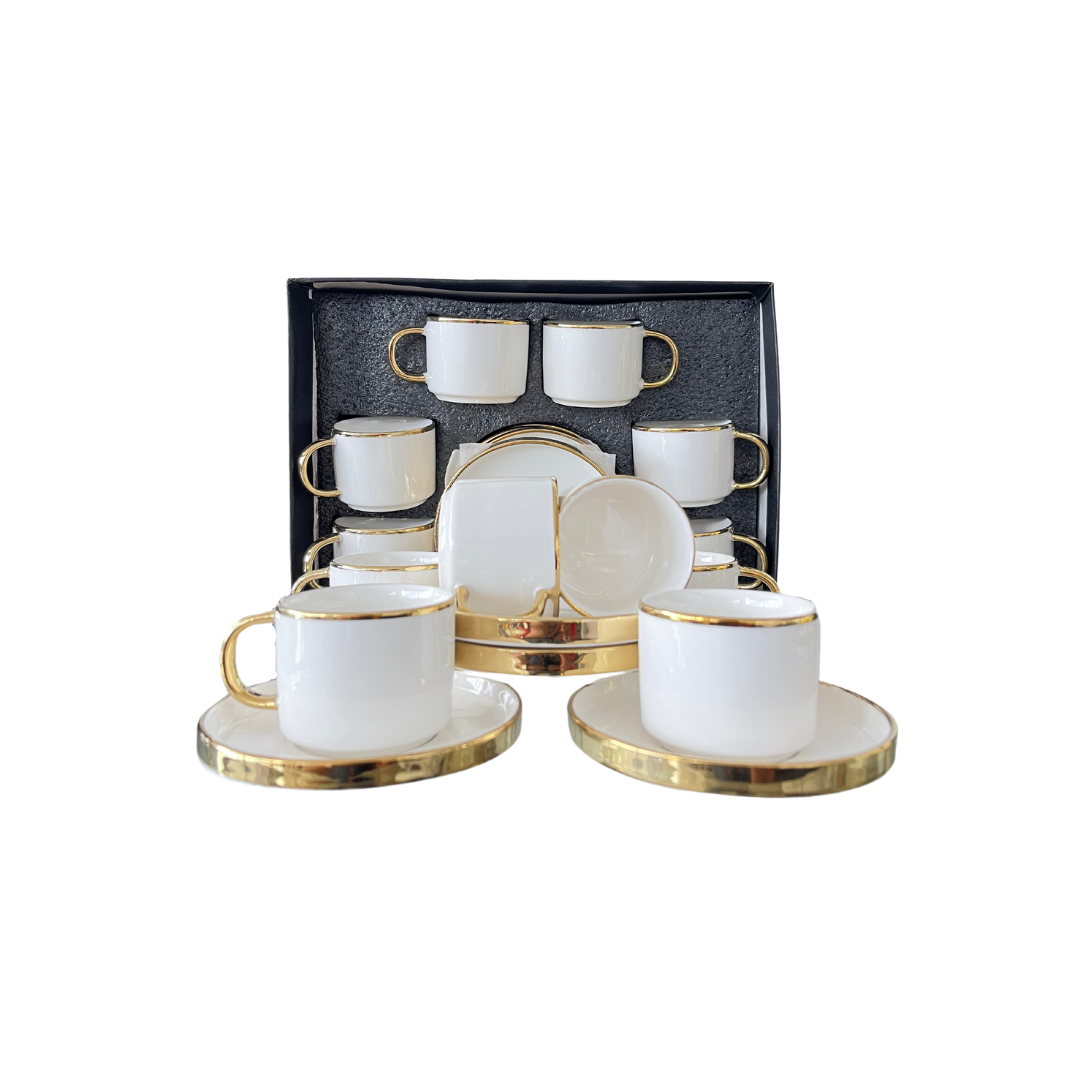 Turkish Coffee Cup Porcelain Cup and Sauce - White Color
