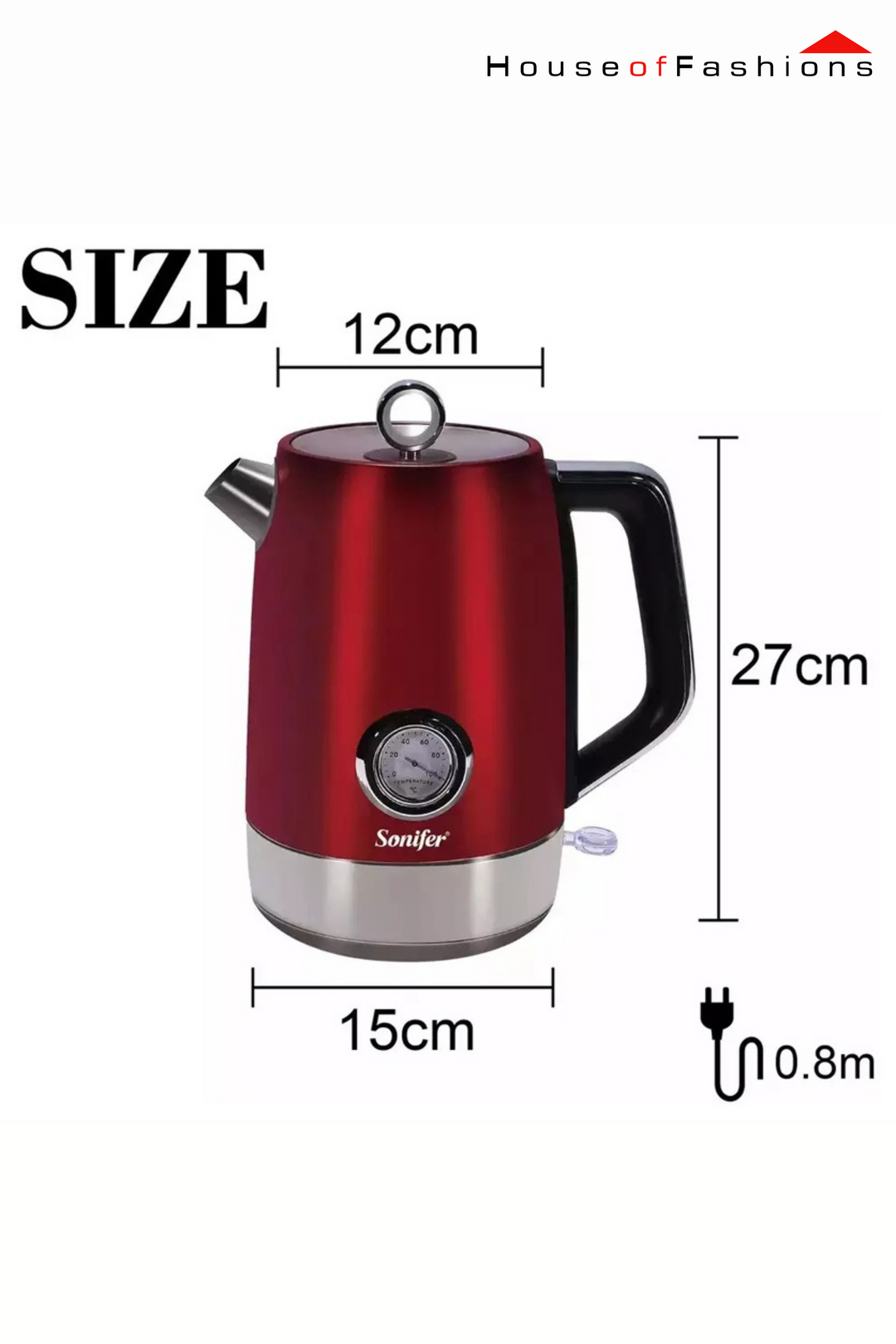 Sonifer SF-2086 Electric Kettle – 1.7L Stainless Steel, 2200W