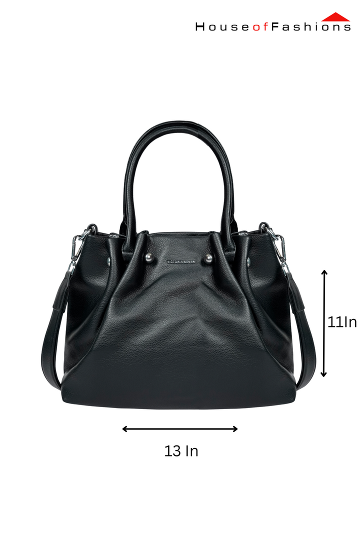 Black Victorian Seven Ruched  Handbag