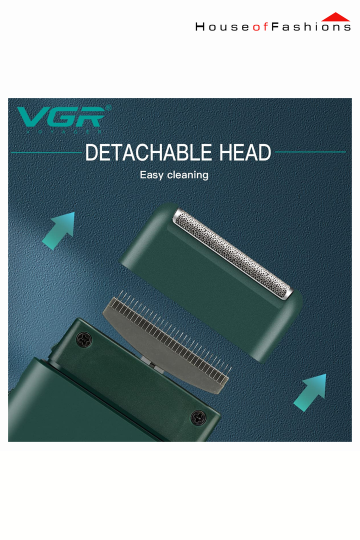 VGR V-390 Professional Electric Ultra Thin Shaver Rechargeable Razor for Face Care Beard Trimmer Reciprocating Blade with USB Travel Shaver, Men's Electric Razor, Electric Shaver - Green