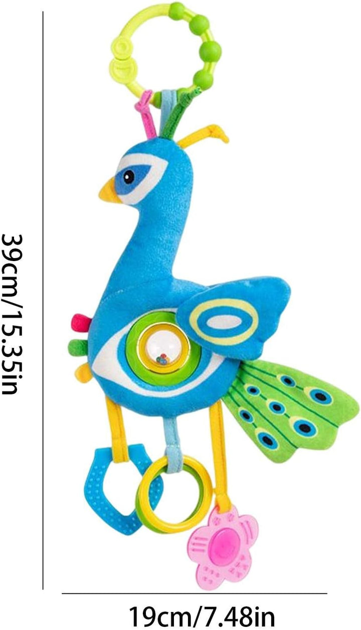 Soft Plush Crib Mobile Toy – Cute Animal Design, No Electricity, Baby Cot Decor with Teether Ring