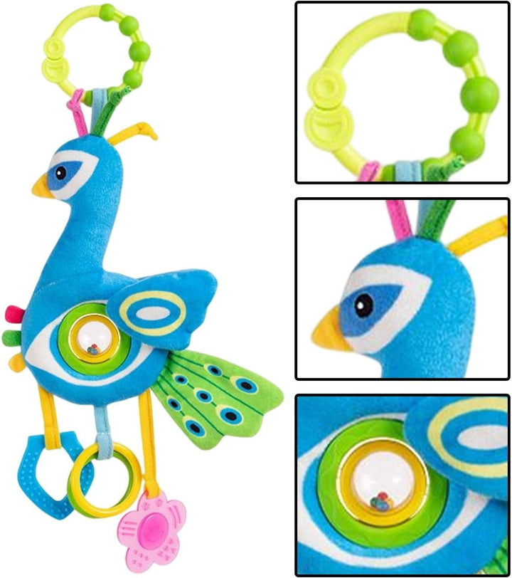 Soft Plush Crib Mobile Toy – Cute Animal Design, No Electricity, Baby Cot Decor with Teether Ring