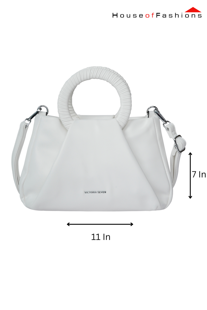 Victoria Seven White Structured Handle Bag