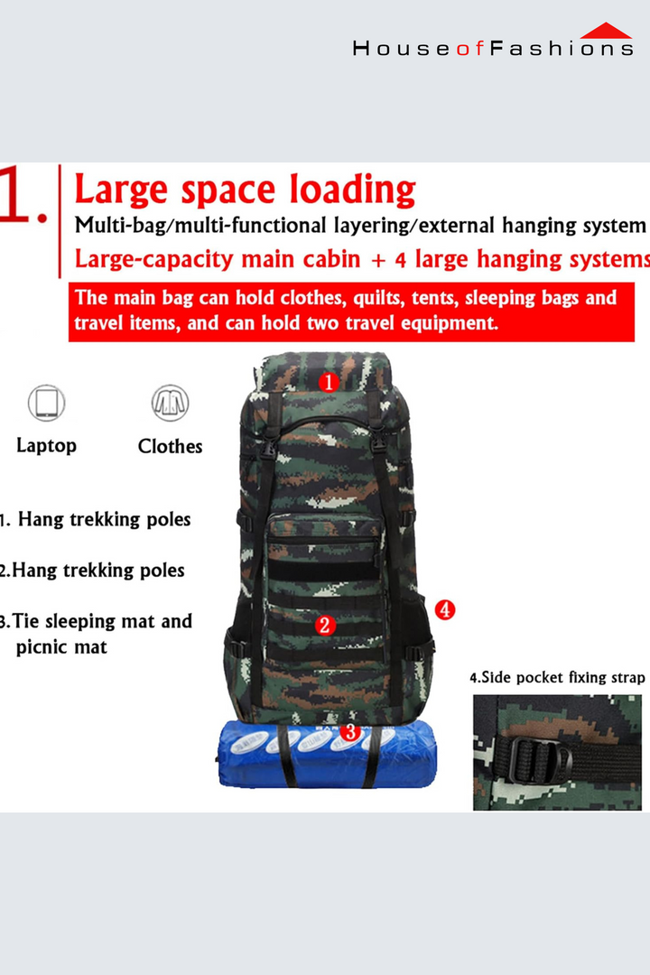80L Waterproof Ultra-Light Outdoor Backpack – Foldable Hiking, Camping & Travel Bag