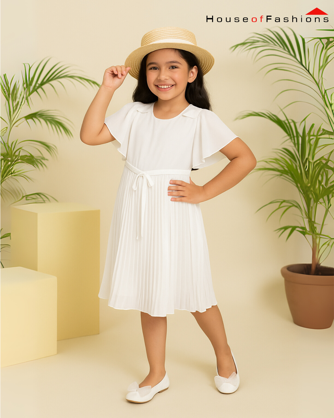 Angelic White Pleated Dress