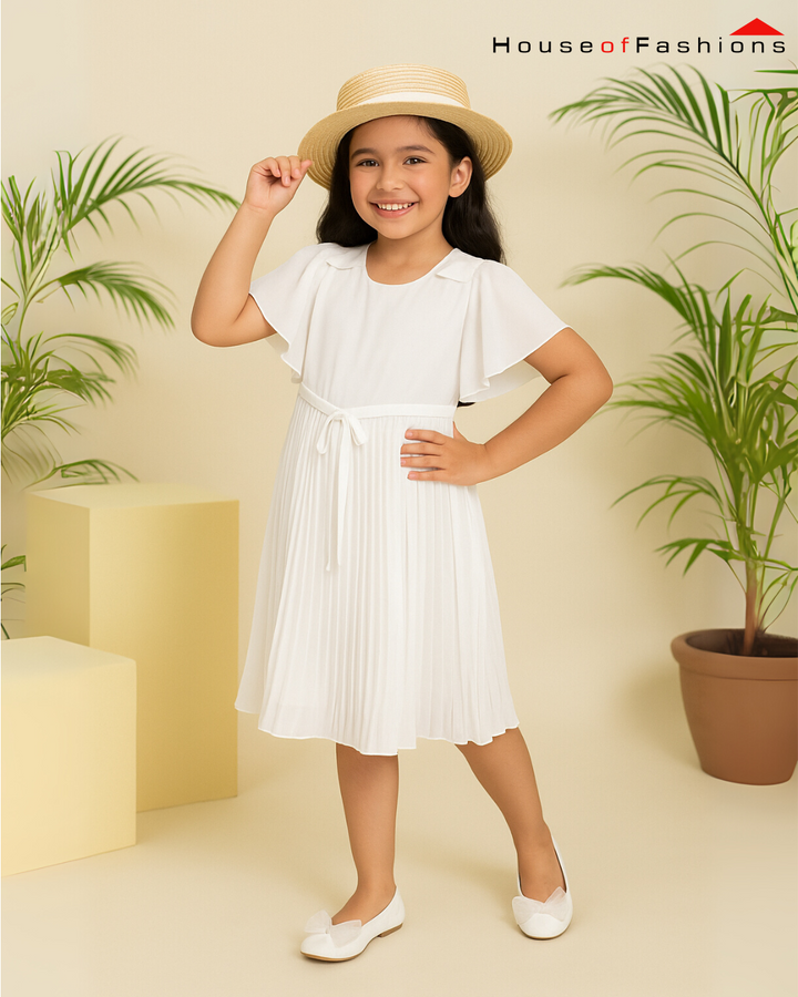 Angelic White Pleated Dress