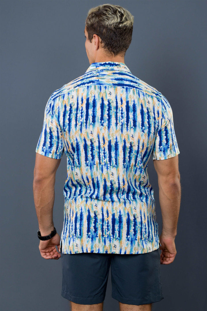 Cuban Collar S/S Shirt (Blue)