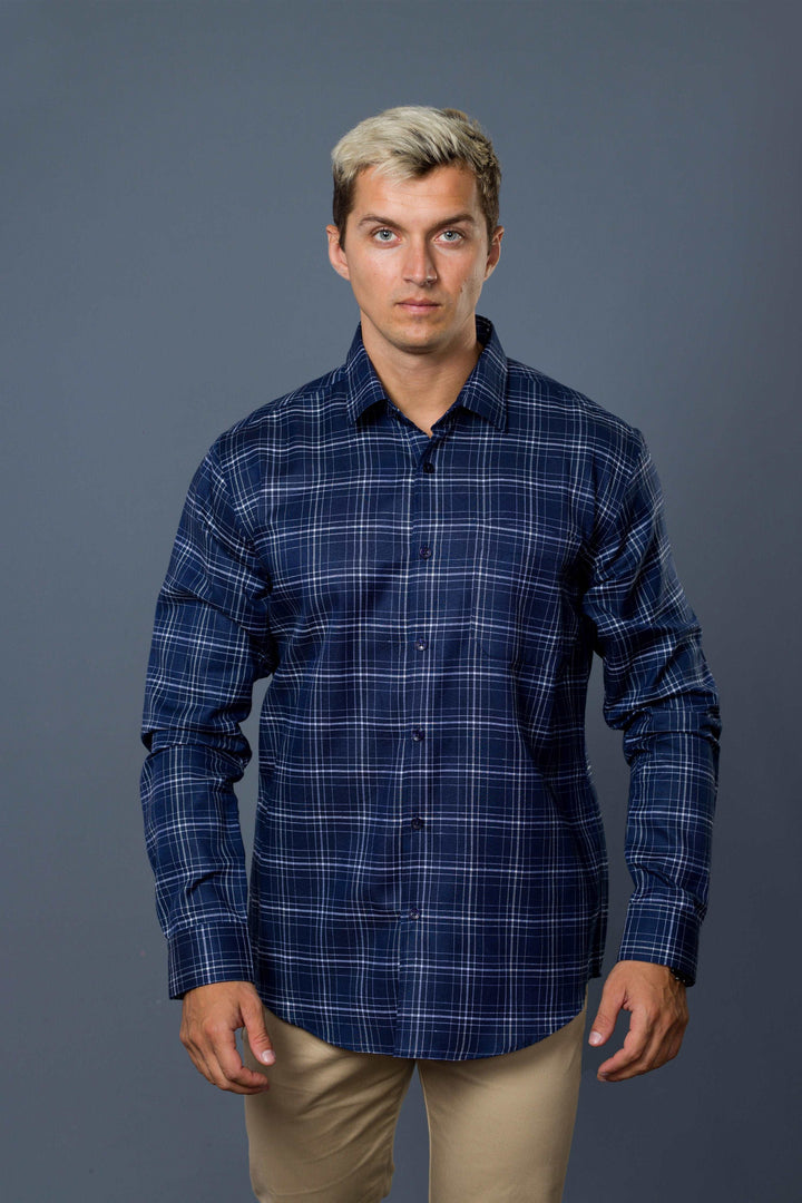 Check Cotton Shirt (Blue)