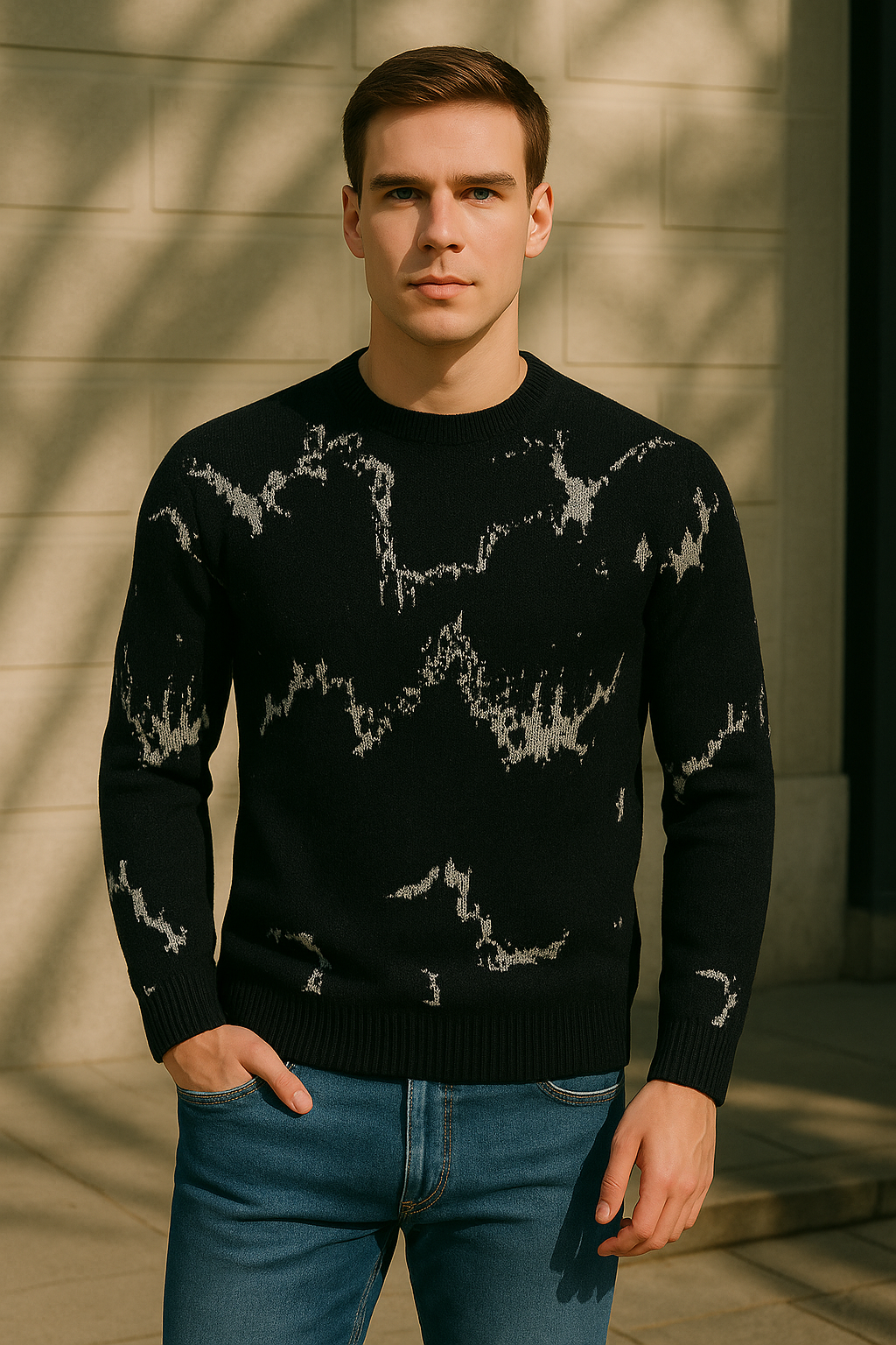 Noir Static Wave Knit Sweater