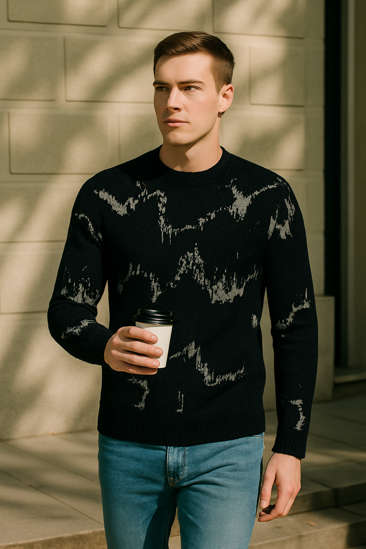 Noir Static Wave Knit Sweater