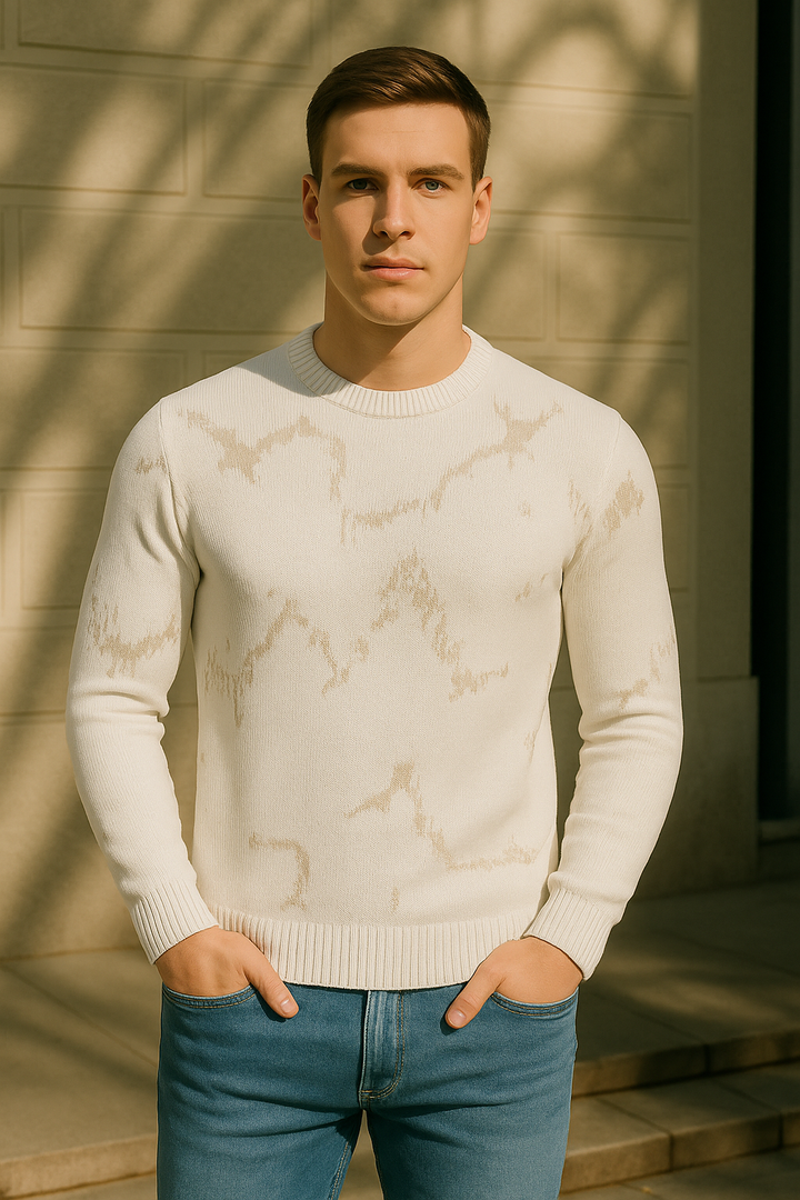 Ivory Static Wave Knit Sweater