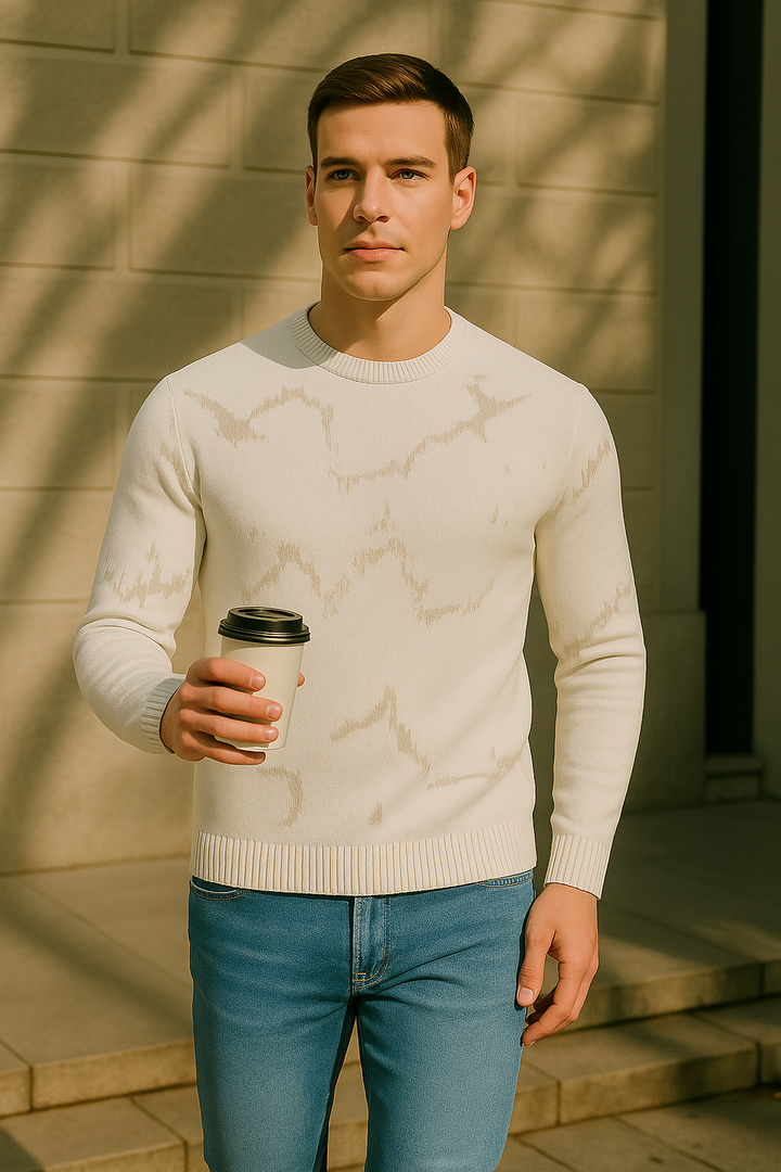 Ivory Static Wave Knit Sweater