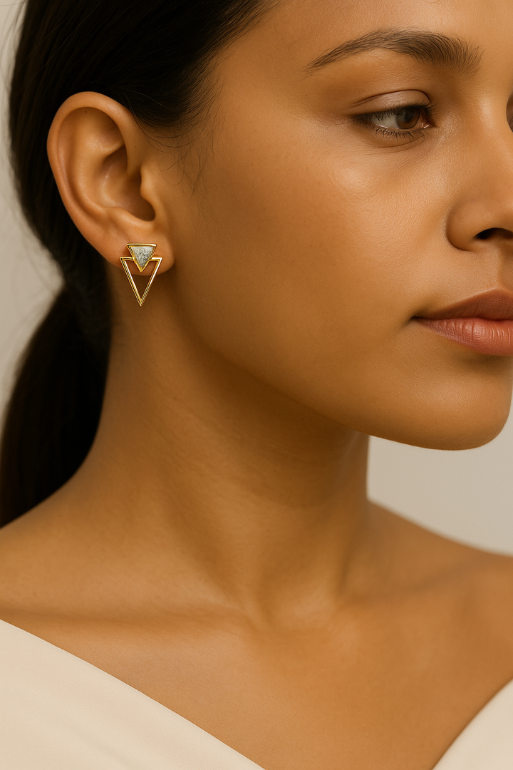 Trio Ring Pendant with Hoop Earrings Set