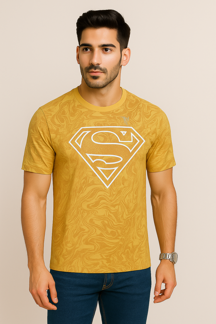 Superman Yellow Printed T-Shirt