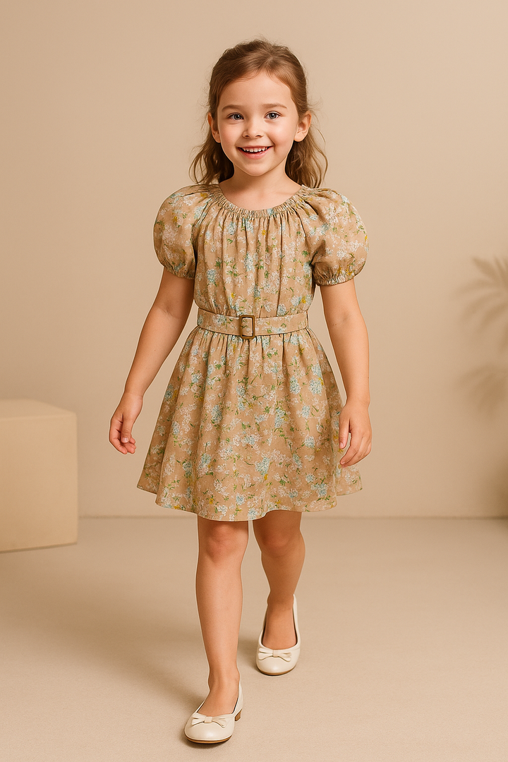 Honey Meadow – Puff Sleeve Belted Dress