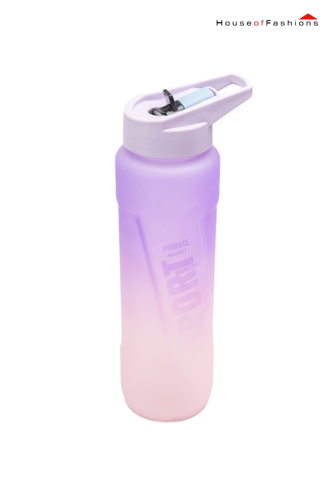 1L Gradient Sports Water Bottle with Handle featuring a purple to pink gradient design and a secure flip-top lid.