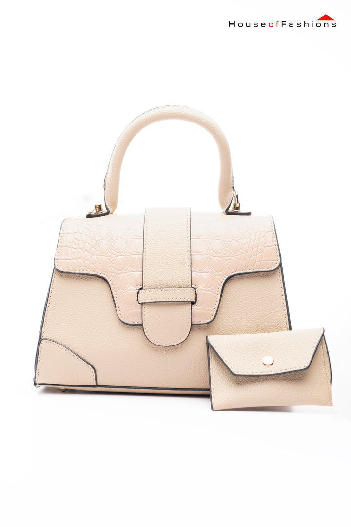 Two Set Hand Bag New Trendy Female Ladies Leather Cute Girls Crossbody Totes Bag Women's Purses And Handbags For Women- Beige