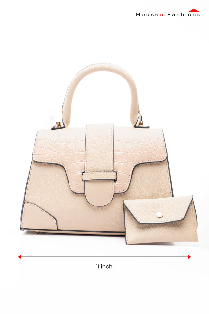 Two Set Hand Bag New Trendy Female Ladies Leather Cute Girls Crossbody Totes Bag Women's Purses And Handbags For Women- Beige