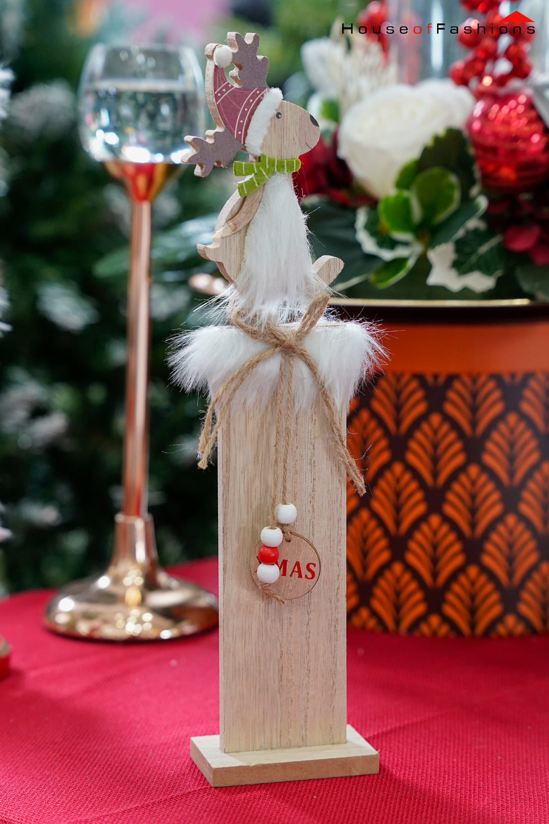 Wooden reindeer Christmas decoration