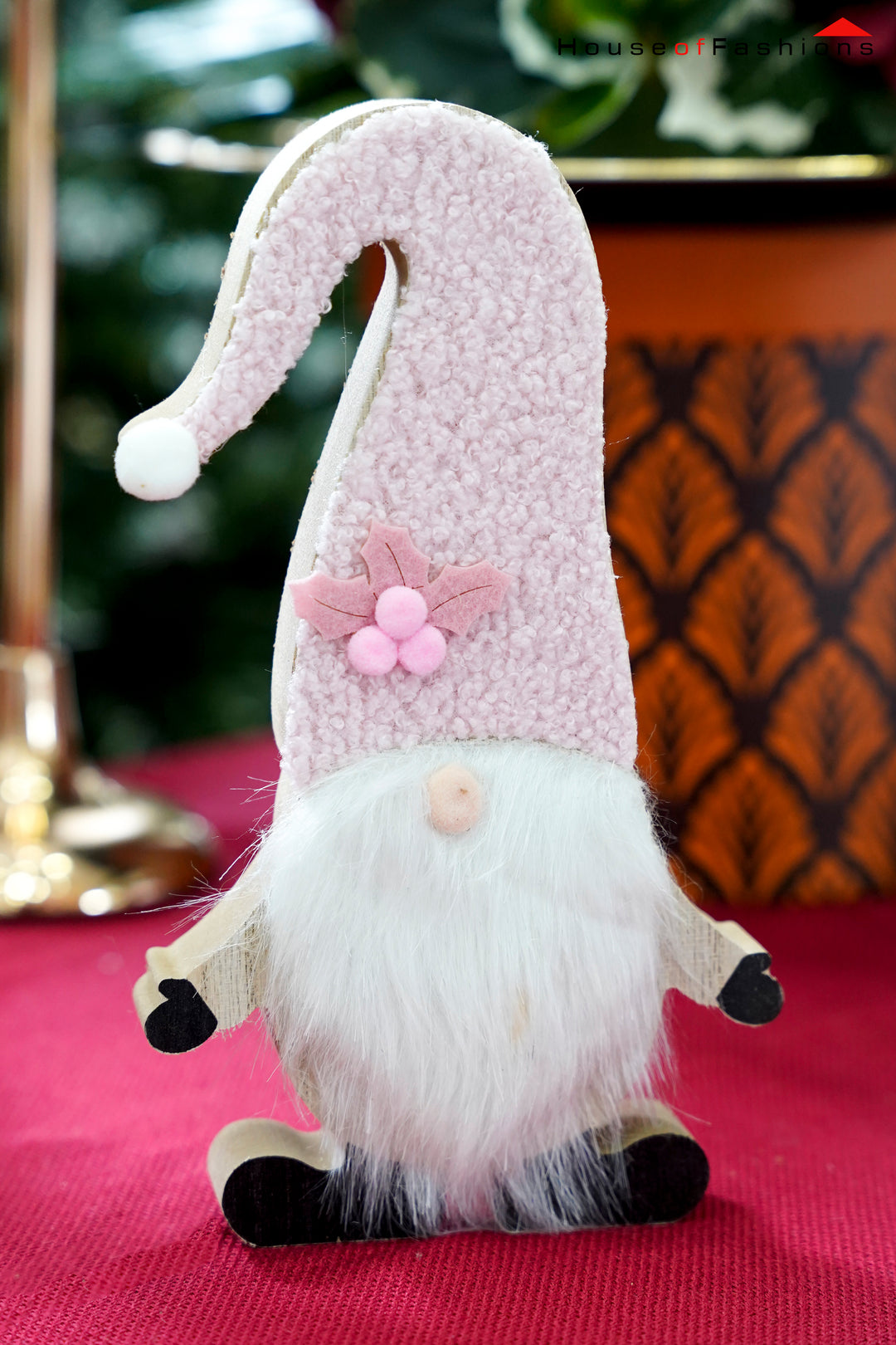 Wooden Christmas Gnome with Pink Hat – Scandinavian Gonk Ornament | House of Fashions Sri Lanka