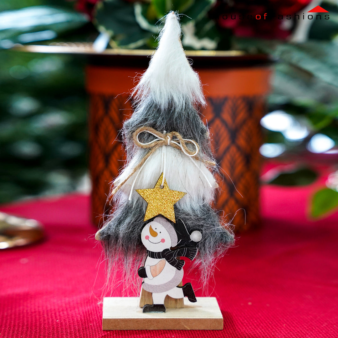 Wooden Snowman with Fluffy Christmas Tree – Handcrafted Festive Decoration | House of Fashions Sri Lanka