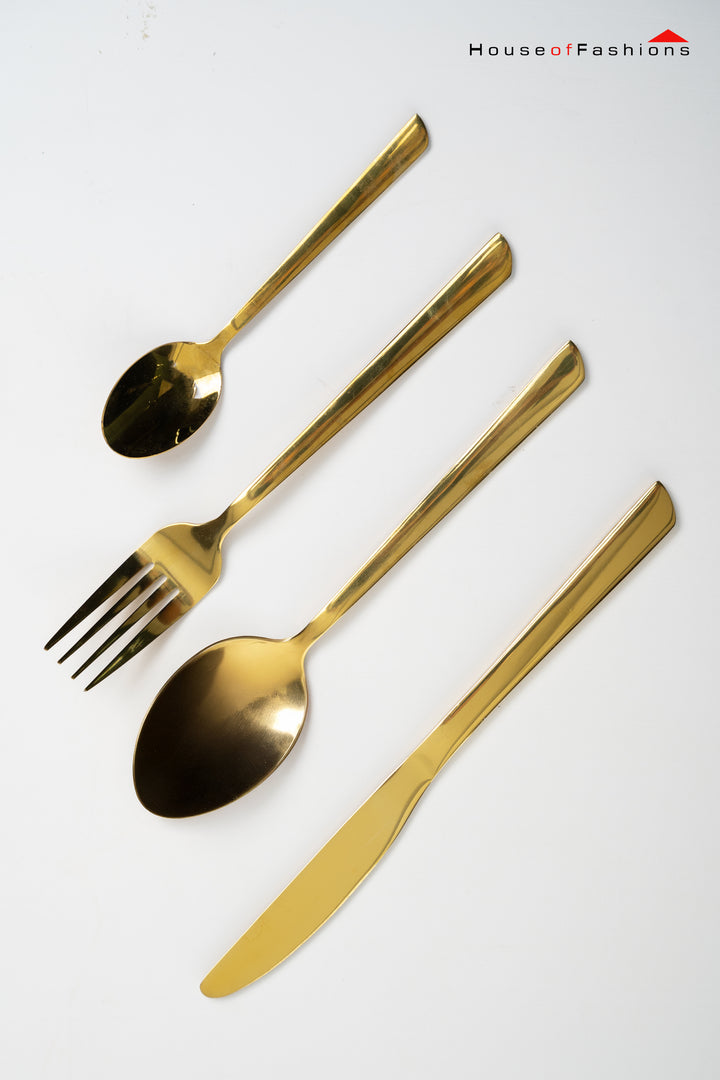 16-Piece Stainless Steel Cutlery Set – Gold premium tableware with elegant polished finish for Sri Lankan homes.