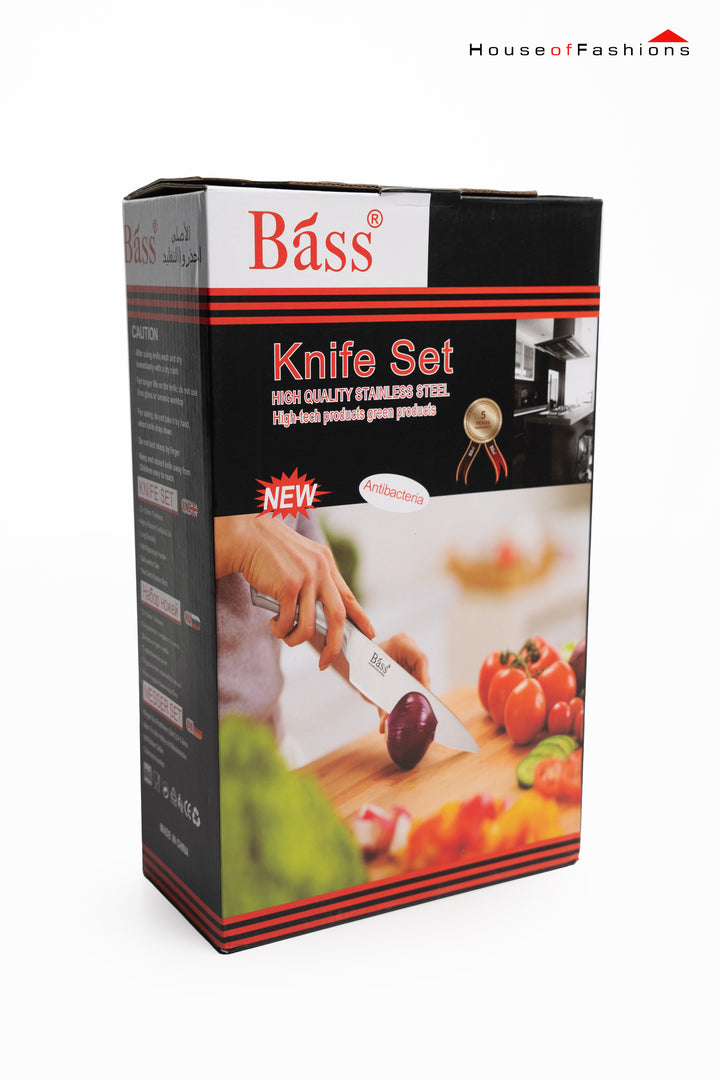 High Quality Stainless Steel 7-Piece Knife Set with Wooden Block – Durable Kitchen Tools for Sri Lankan Homes