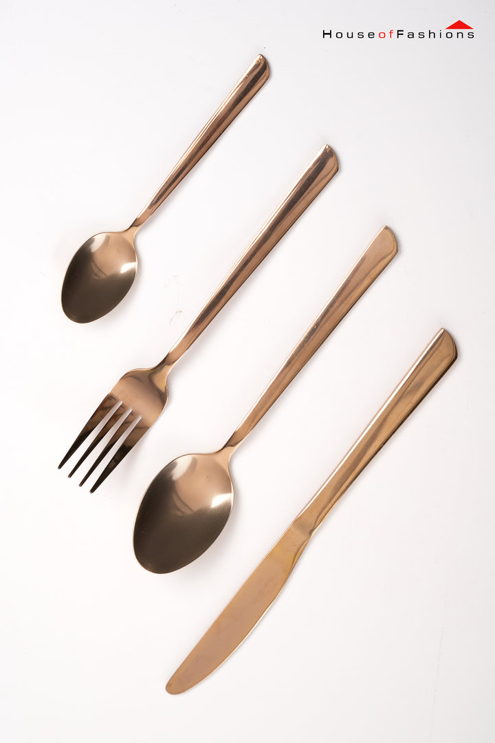 16-Piece Stainless Steel Cutlery Set – Premium Tableware for Sri Lankan Homes in elegant bronze finish.