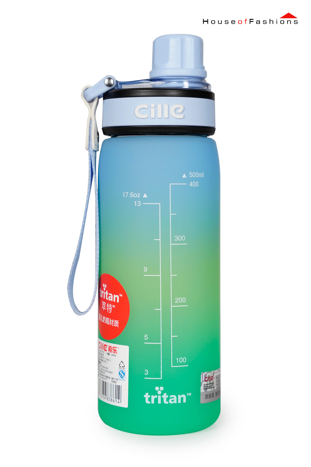 Cille Rainbow Water Bottle Tritan BPA Free Leak Proof Impact Resistance 620 ml
