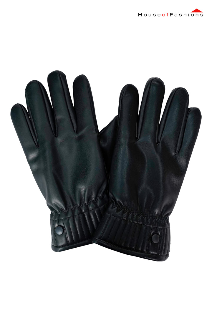 Leather Thermal Warm Gloves for Men Winter Black Fleece Thick Lining Driving Ski Cycling Glove Cold Weather
