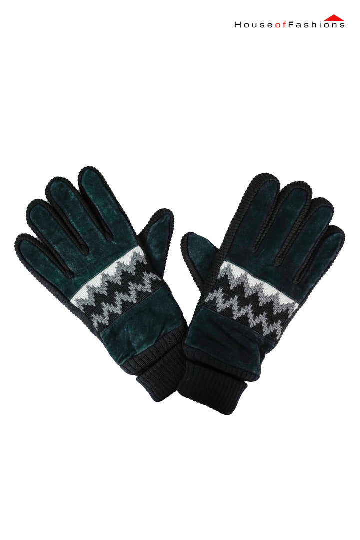 Men's Warm Genuine Leather Ant-Slip Grip Winter Gloves with Soft Acrylic Lining and Knit Design