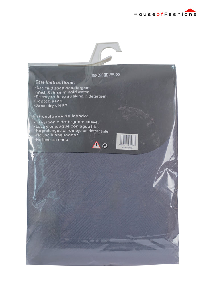 100% Blackout Curtains for Bedroom grey panel in packaging with care instructions and product label visible