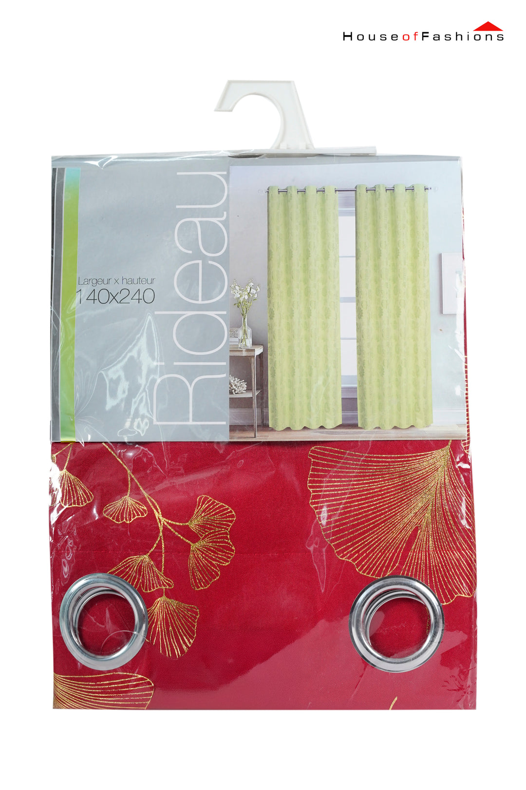 100% Blackout Curtains for Bedroom – Thermal Insulated Drapes – Privacy & Sunlight Block – 1 Panel Red with gold leaf design