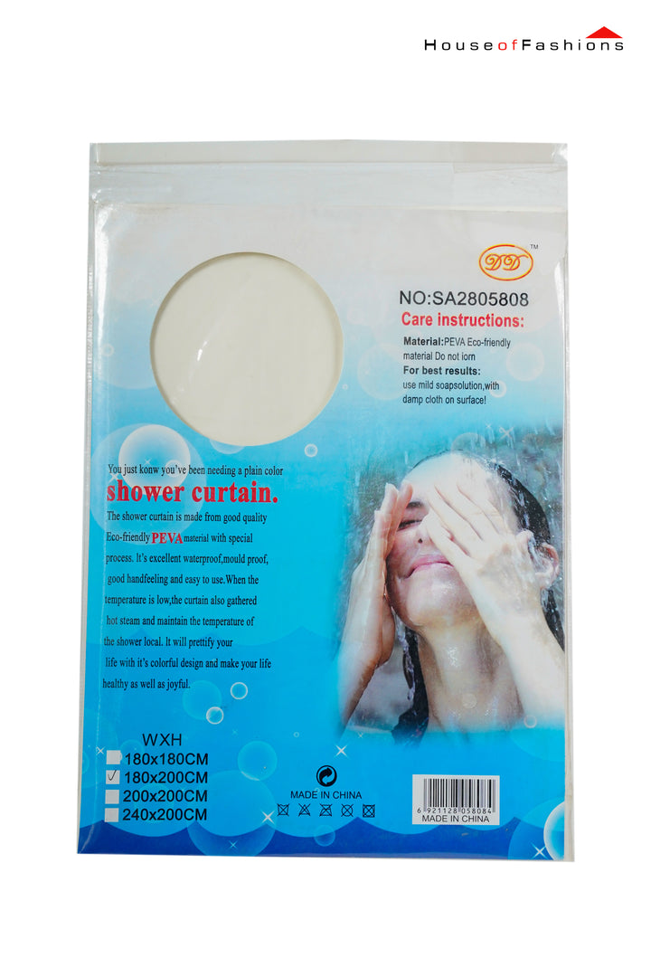 Eco-Friendly PEVA Shower Curtain – Waterproof, Mold-Resistant, Heat Retention – Plain Color Design