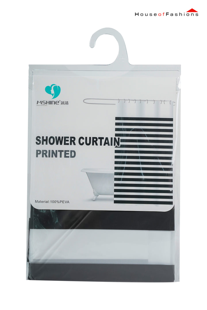 Seasonwood Shower Curtain Striped with Tassel Farmhouse Bathroom Curtains Fabric Black and White Decor Waterproof 150x180 CM