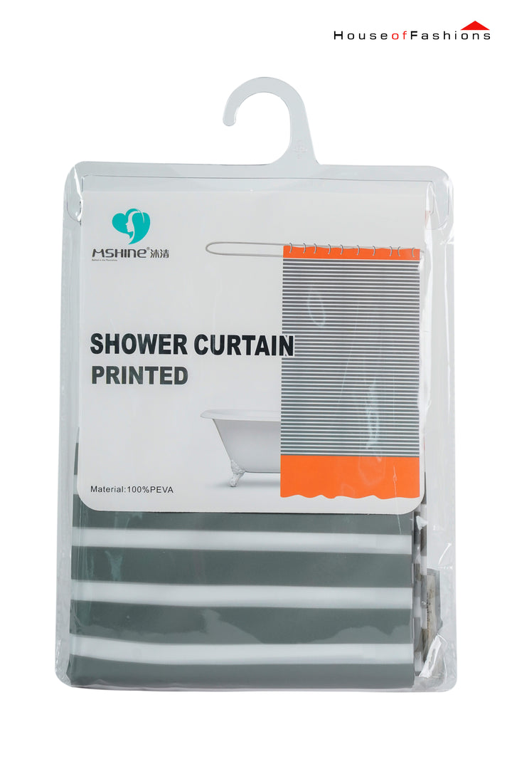 Shower Curtain Striped with Tassel Farmhouse Bathroom Curtains Fabric Black and White Decor Waterproof 150x180 CM